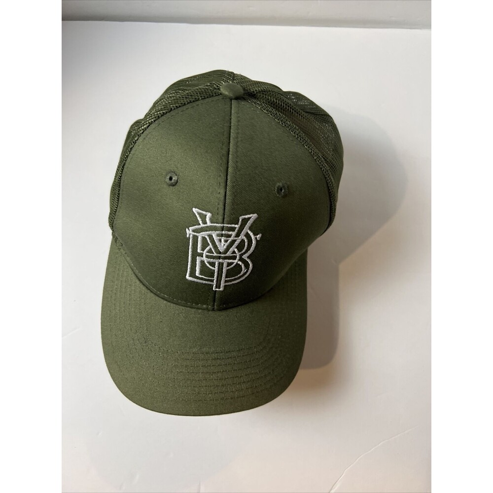VTG Green Hat Mesh Back Strapback Twill Port Authority Baseball Cap 90s Y2K